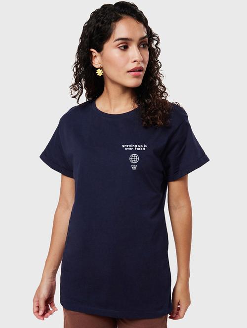 women round neck back print t-shirt - 20723219 - Very Small Image - 1