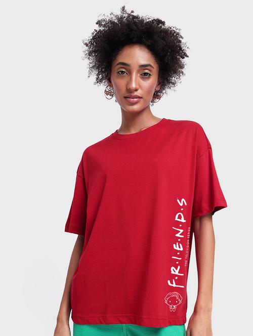red graphic print oversized round neck t-shirt - 20723242 - Very Small Image - 1