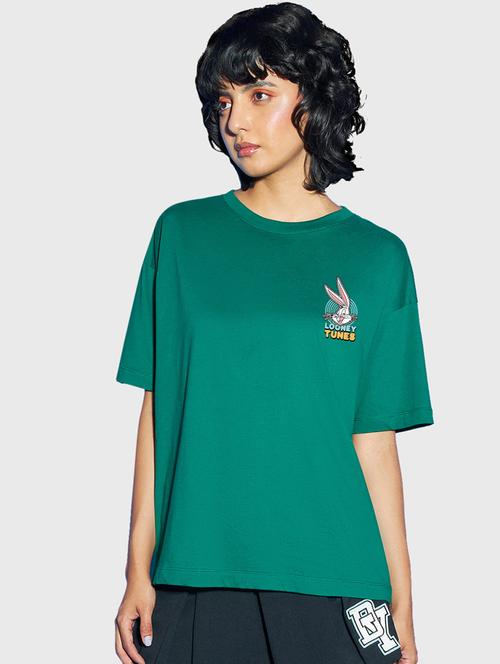 women green cotton graphic t-shirt - 20723281 - Very Small Image - 1