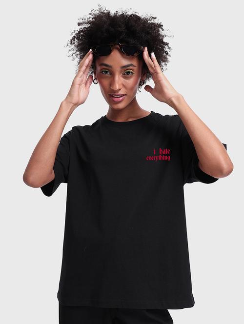 women black cotton graphic oversized t-shirt - 20723378 - Very Small Image - 1