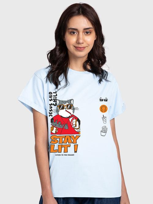 light blue cotton regular t-shirt - 20723397 - Very Small Image - 1