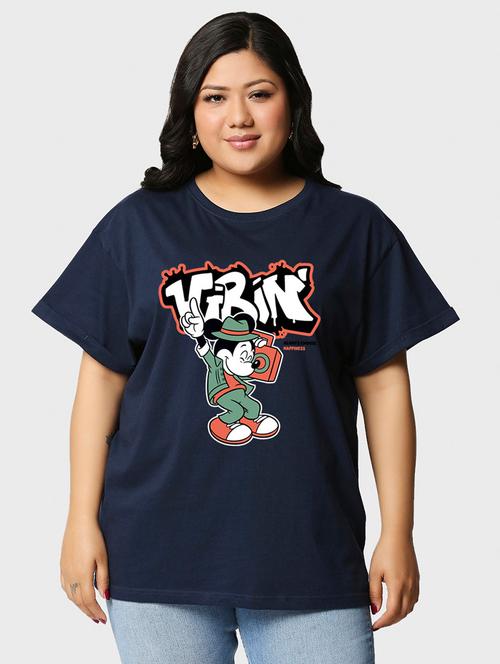 women navy graphic plus size t-shirt - 20723463 - Very Small Image - 1