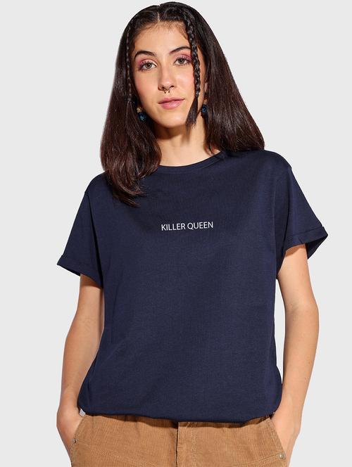 navy blue cotton regular t-shirt - 20723476 - Very Small Image - 1