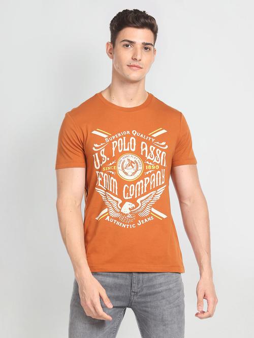 yellow cotton blend chest print tshirt - 20723551 - Very Small Image - 1