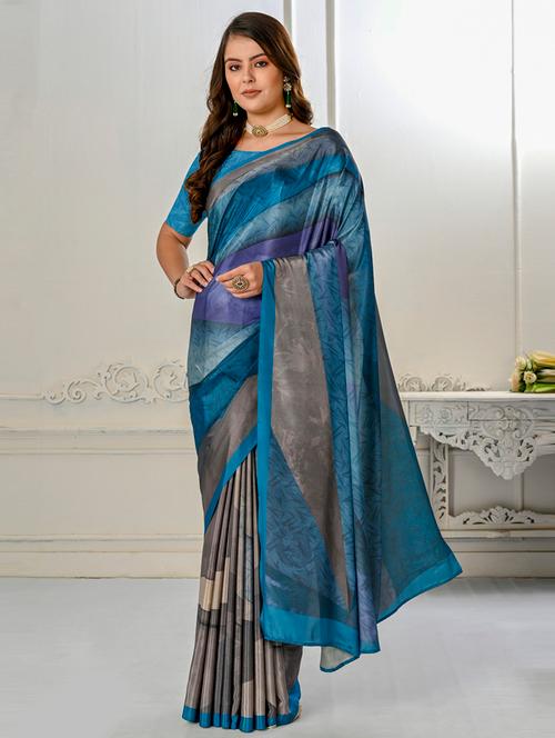 multi colored printed saree with blouse - 20723820 - Very Small Image - 1