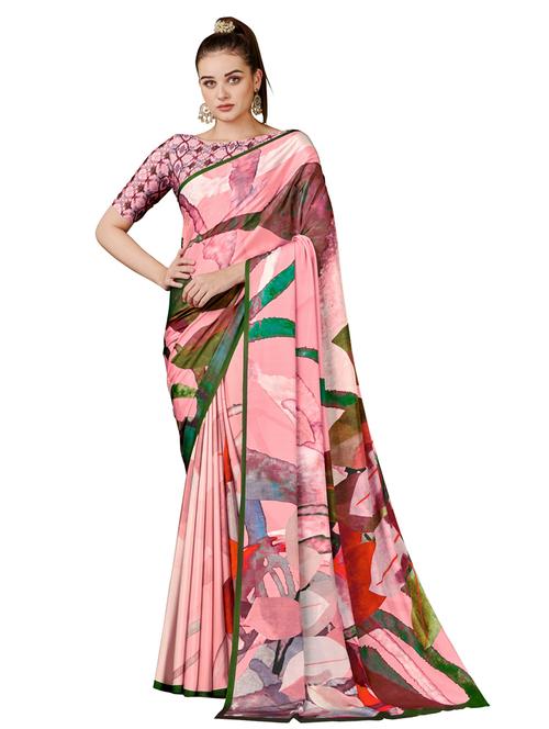 pink printed saree with blouse - 20723829 - Very Small Image - 1