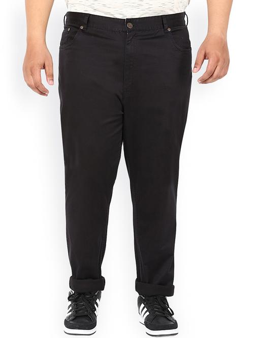 men solid flat front plus size casual trouser - 20724026 - Very Small Image - 1