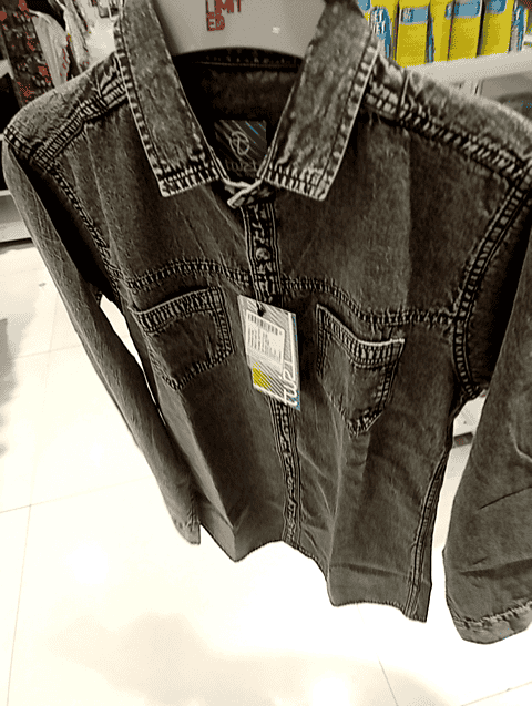 dark grey cotton denim shirt - 20724768 - Very Small Image - 1