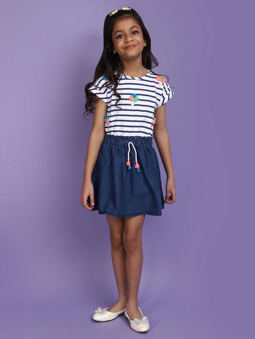 kids blue denim frock - 20724938 - Very Small Image - 1