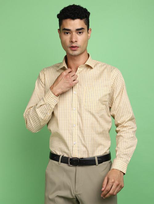yellow checkered formal shirt - 20725261 - Very Small Image - 1
