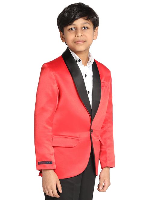 kids solid red detailed blazer - 20726528 - Very Small Image - 1