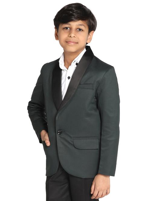 kids solid green detailed blazer - 20726529 - Very Small Image - 1