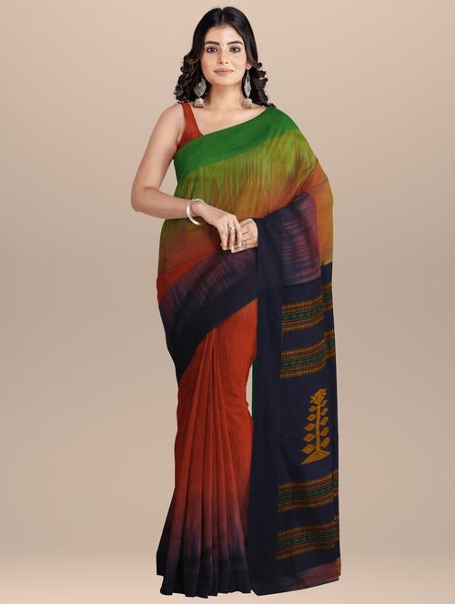 women brown self design handloom saree with blouse - 20726573 - Very Small Image - 1