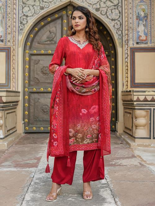red long sleeve suit set - 20727207 - Very Small Image - 1
