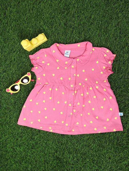girls round neck short sleeves frock - 20727584 - Very Small Image - 1
