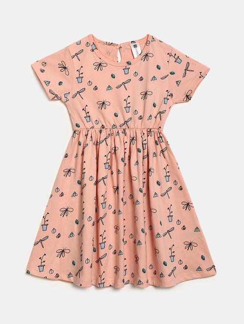 girls round neck quirky printed frock - 20727868 - Very Small Image - 1