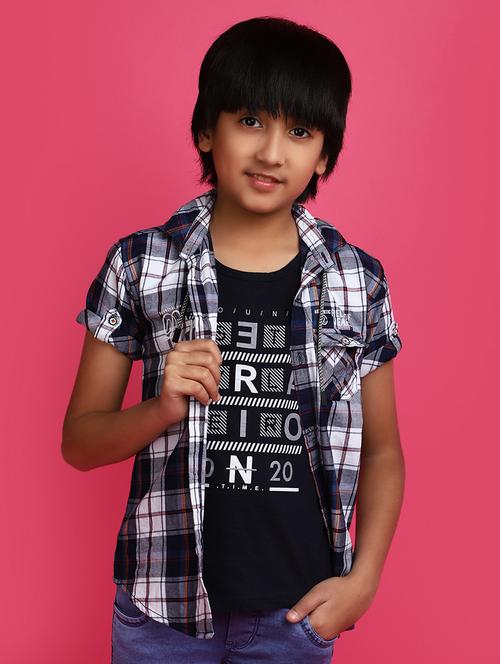 check printed casual shirt with hood neck - 20728094 - Very Small Image - 1