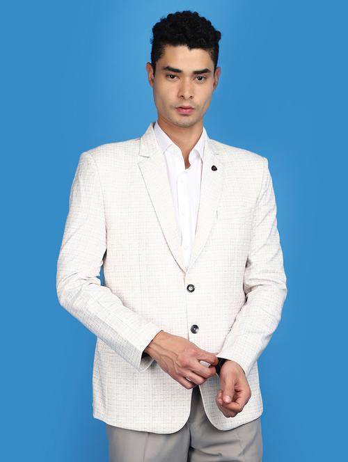 men notched lapel neck checkered casual blazer - 20728198 - Very Small Image - 1