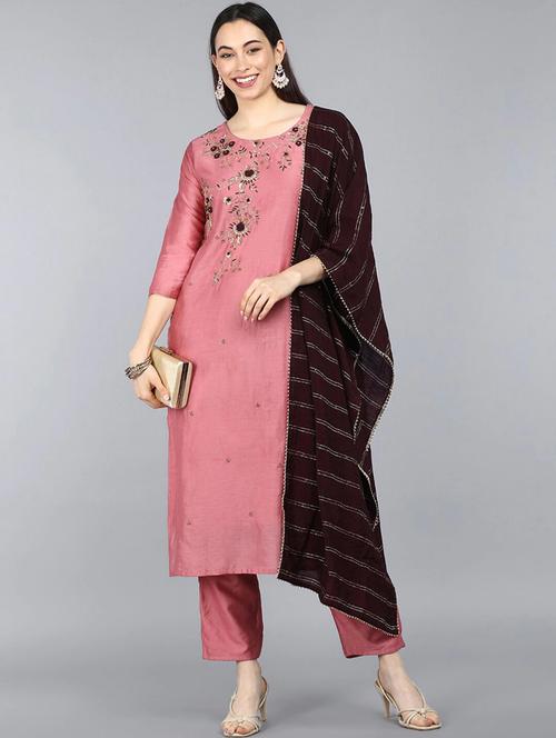 pink kurta pant set with dupatta - 20729401 - Very Small Image - 1