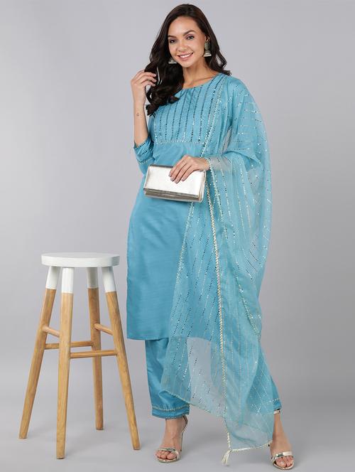 women kurta pant set with dupatta - 20729409 - Very Small Image - 1