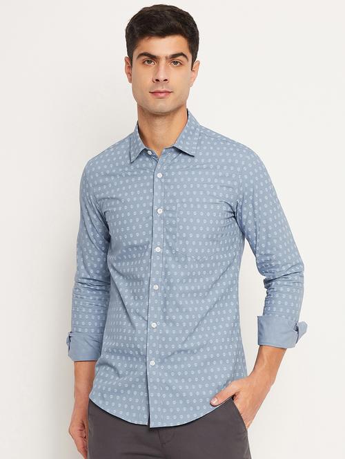 men light blue printed casual shirt - 20730418 - Very Small Image - 1