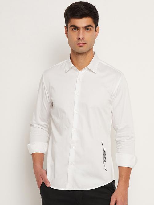 white typographic printed casual shirt - 20730423 - Very Small Image - 1