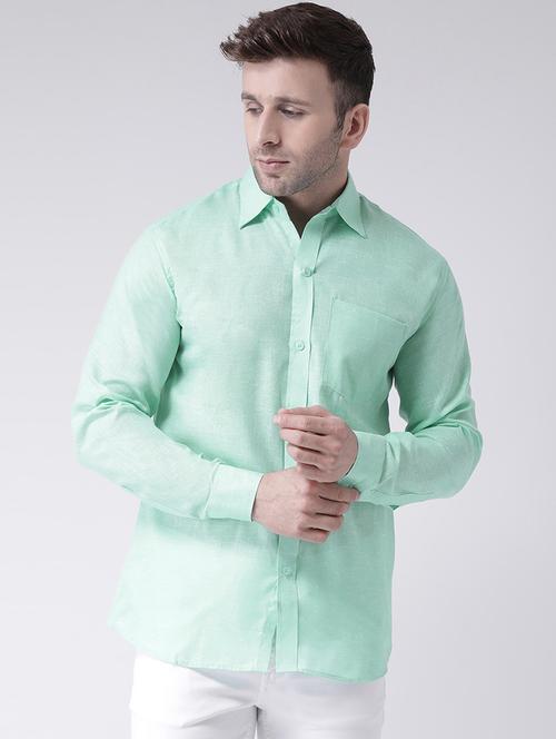 turquoise cotton blend casual shirt - 20733045 - Very Small Image - 1