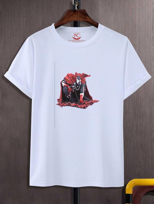 white round neck chest printed t-shirt - 20738450 - Very Small Image - 1