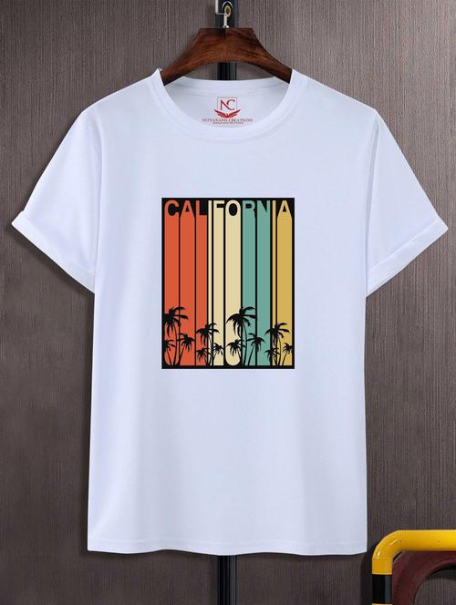 white round neck chest printed t-shirt - 20738470 - Very Small Image - 1