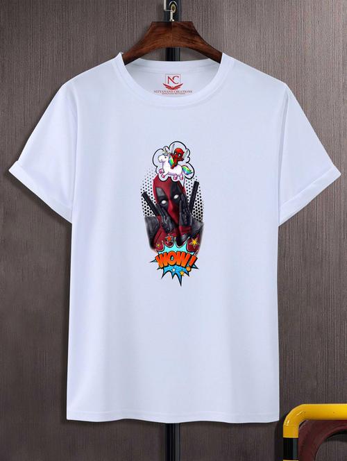 white round neck chest printed t-shirt - 20738471 - Very Small Image - 1