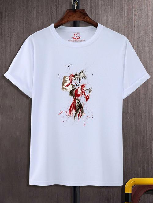 white round neck chest printed t-shirt - 20738480 - Very Small Image - 1
