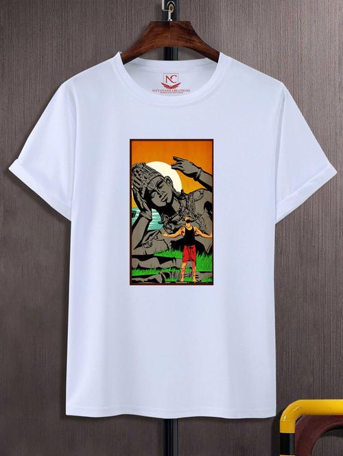 white round neck chest printed t-shirt - 20738484 - Very Small Image - 1