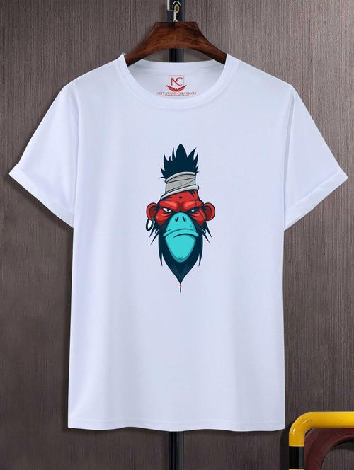 white round neck chest printed t-shirt - 20738539 - Very Small Image - 1