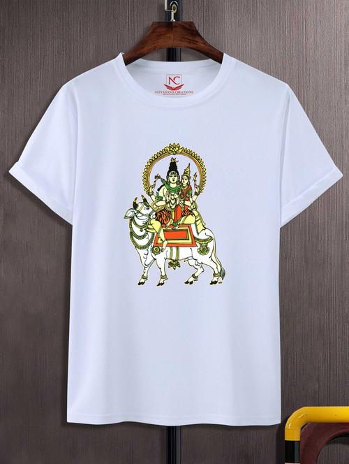 white round neck chest printed t-shirt - 20738603 - Very Small Image - 1