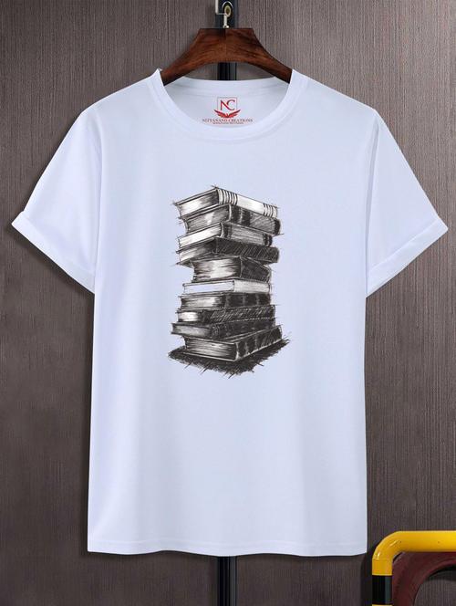 white round neck chest printed t-shirt - 20738612 - Very Small Image - 1