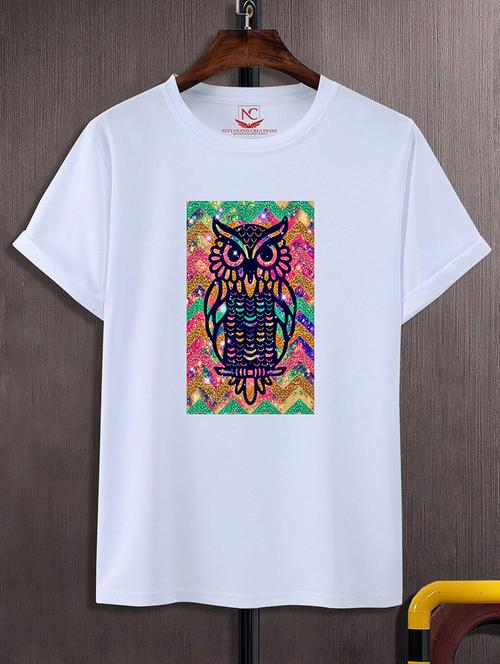 white round neck chest printed t-shirt - 20738614 - Very Small Image - 1