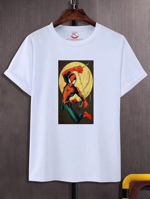 white round neck chest printed t-shirt - 20738628 - Very Small Image - 1