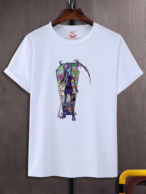 white round neck chest printed t-shirt - 20738635 - Very Small Image - 1