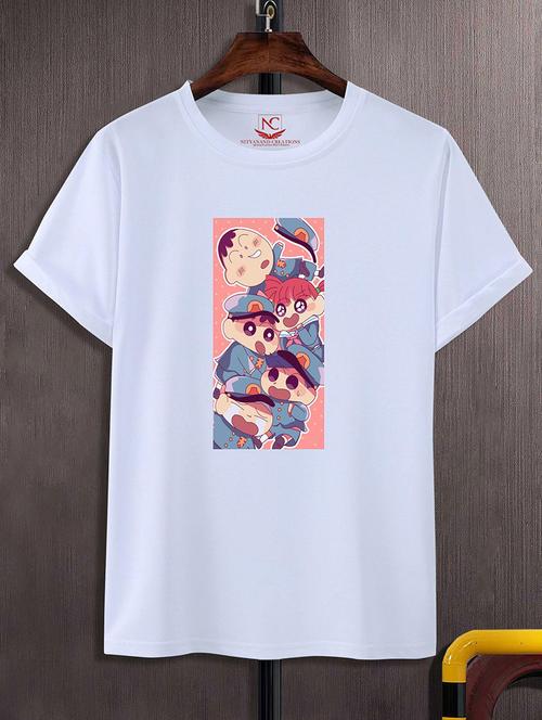 white round neck chest printed t-shirt - 20738710 - Very Small Image - 1