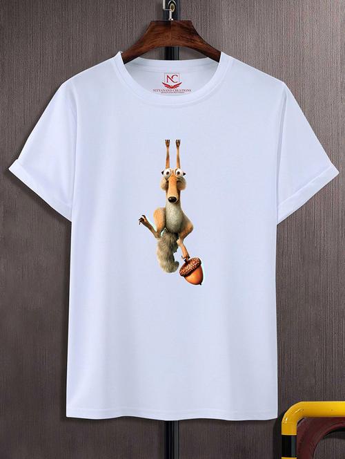 white round neck chest printed t-shirt - 20738732 - Very Small Image - 1