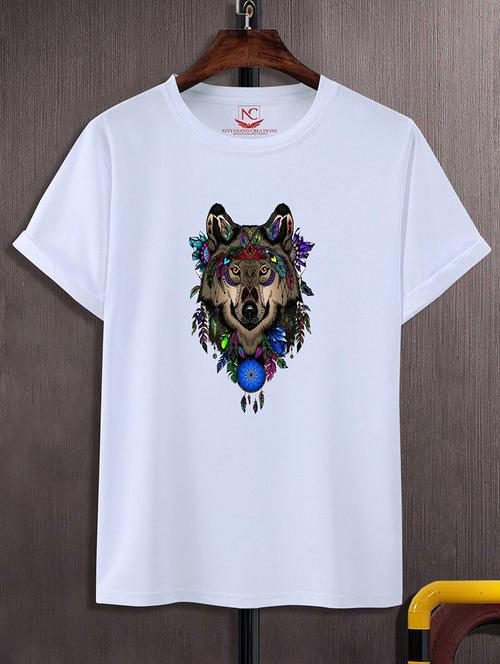 white round neck chest printed t-shirt - 20738744 - Very Small Image - 1