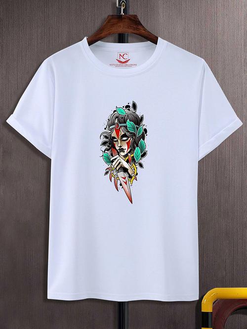 white round neck chest printed t-shirt - 20738746 - Very Small Image - 1