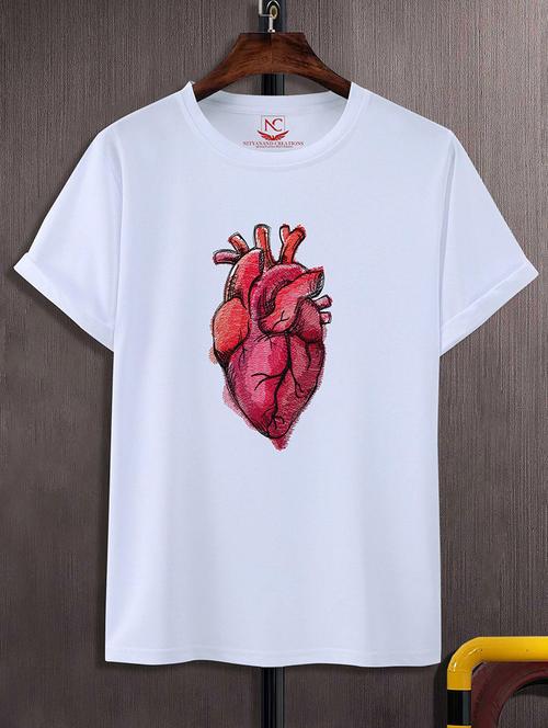 white round neck chest printed t-shirt - 20738751 - Very Small Image - 1