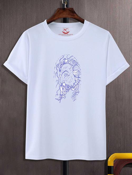 white round neck chest printed t-shirt - 20738757 - Very Small Image - 1