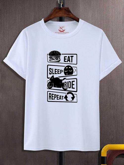 white round neck chest printed t-shirt - 20738771 - Very Small Image - 1