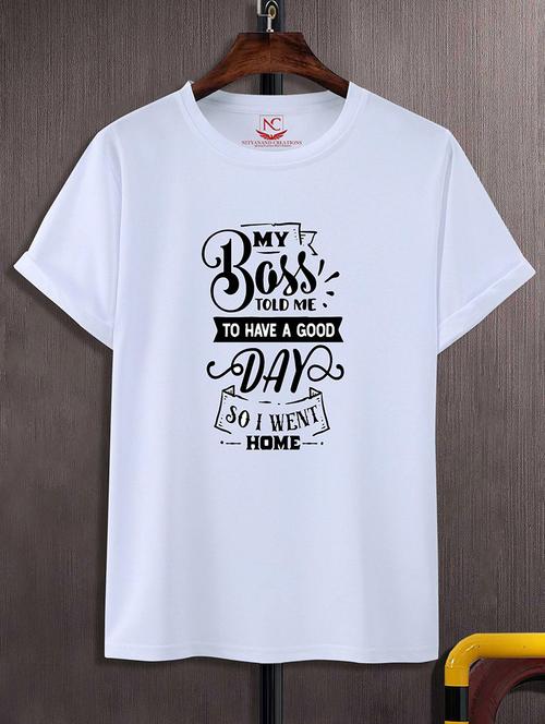 white round neck chest printed t-shirt - 20738772 - Very Small Image - 1