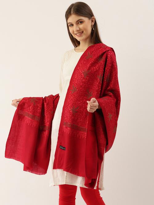 maroon wool shawl - 20739681 - Very Small Image - 1