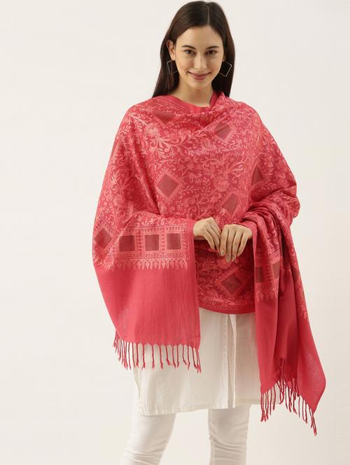pink embroidered wool shawl - 20739711 - Very Small Image - 1