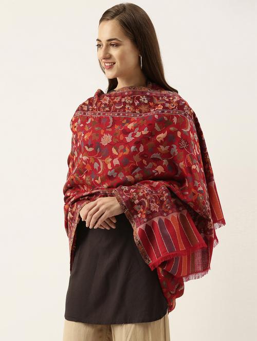 red woven wool shawl - 20739757 - Very Small Image - 1