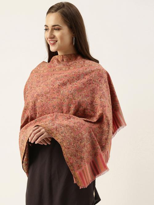 peach woven wool shawl - 20739761 - Very Small Image - 1
